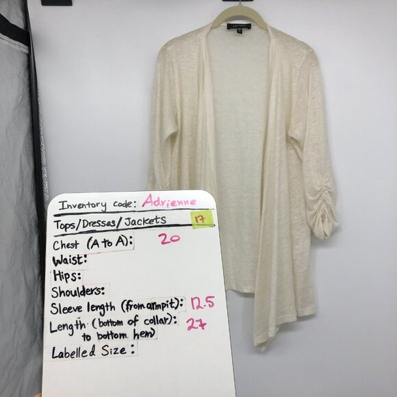 Karen Kane Linen Cream Waterfall Open Cardigan size S - Picture 15 of 16